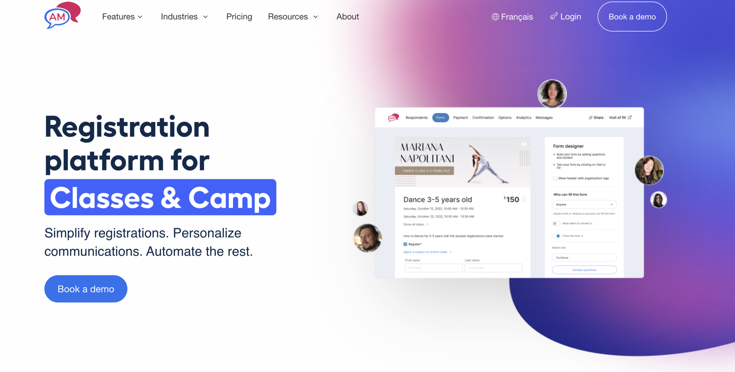 Screenshot of Activity Messenger homepage